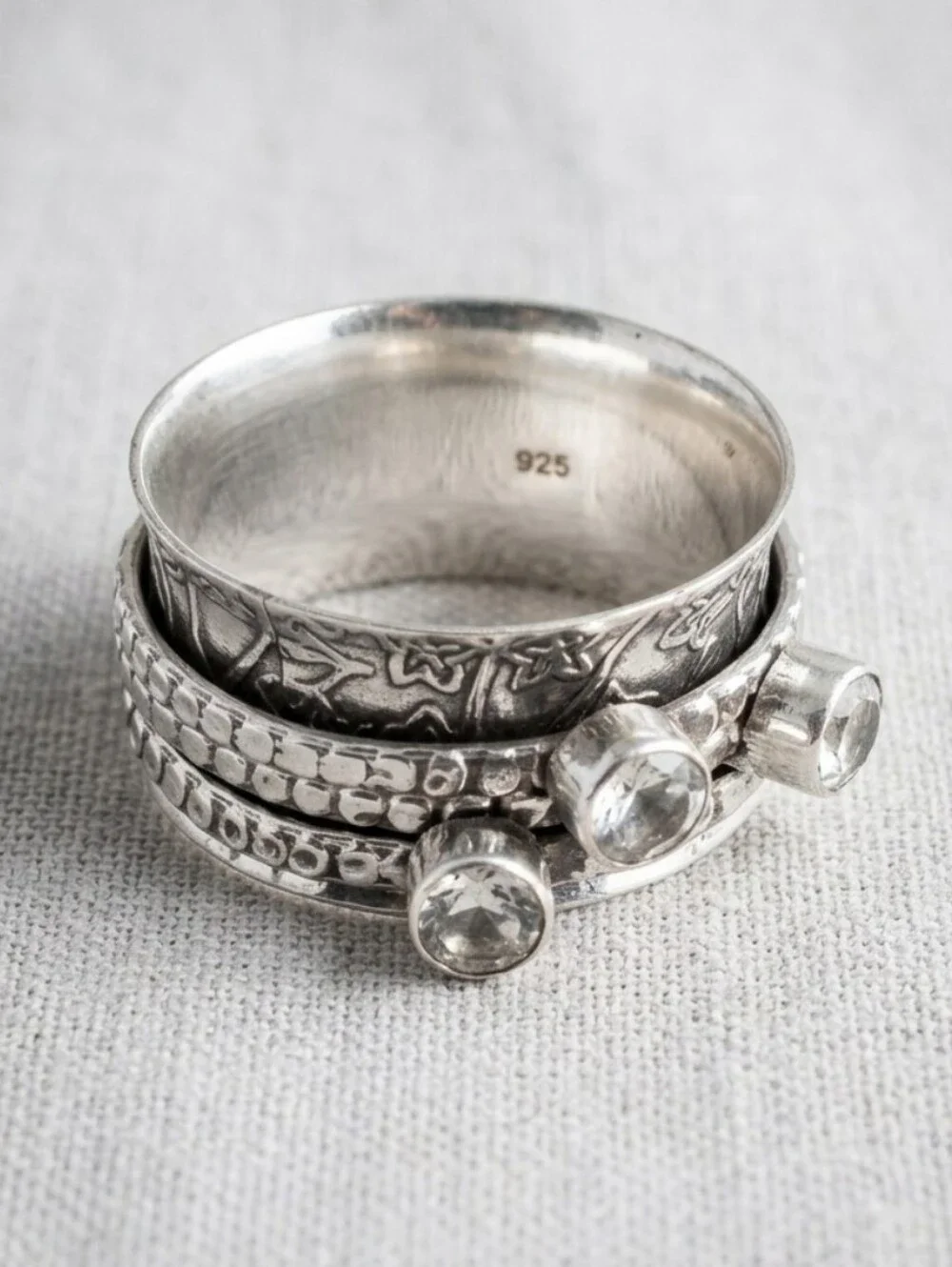 NWT Sterling Silver 925 Heavy Artisan Wide Spinner Ring Size 16 - 18g HUGE!